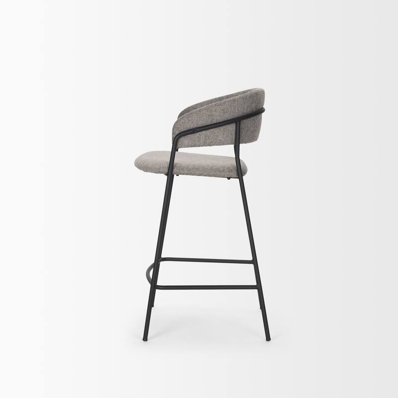 Carolyn Counter Stool w/ Gray Fabric & Matte Black Metal
