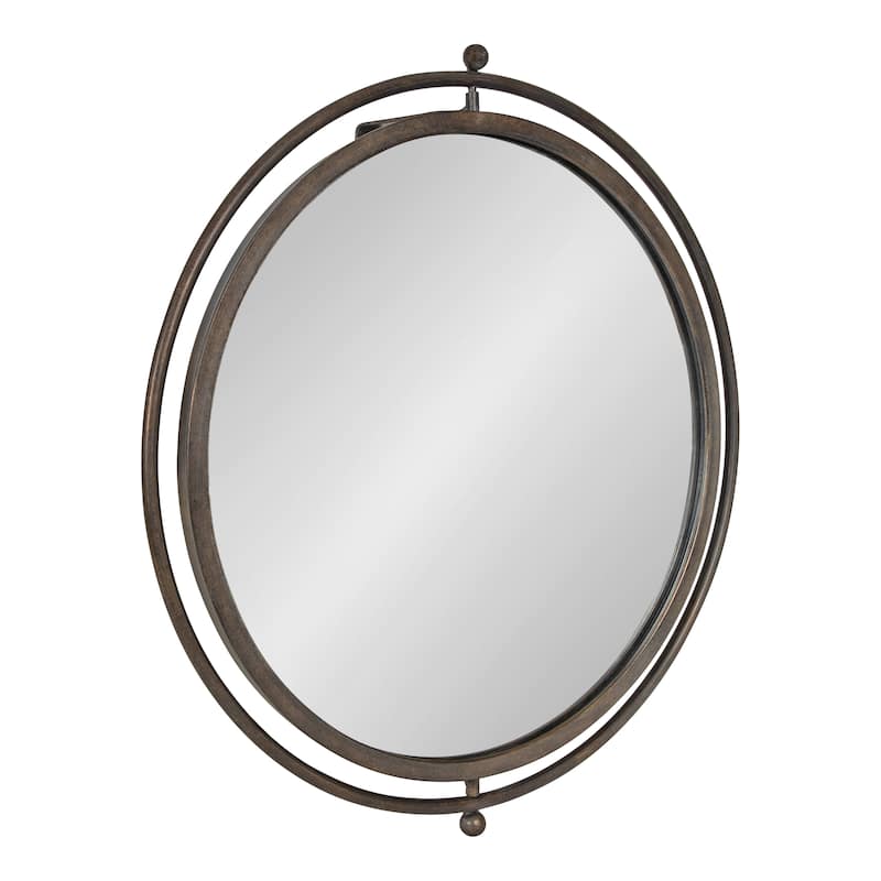 Kate and Laurel Baron Rustic Pivot Mirror, 21" Diameter, Raw Iron - 21" Diameter - Raw Iron
