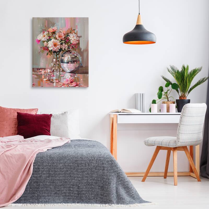Stupell Disco Ball & Flowers Still Life Canvas Wall Art Design By Arlington Prints