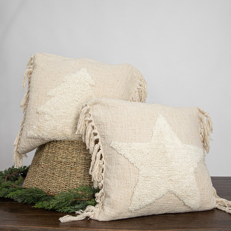 Cotton Blend Punch Hook Pillow, Set of 2
