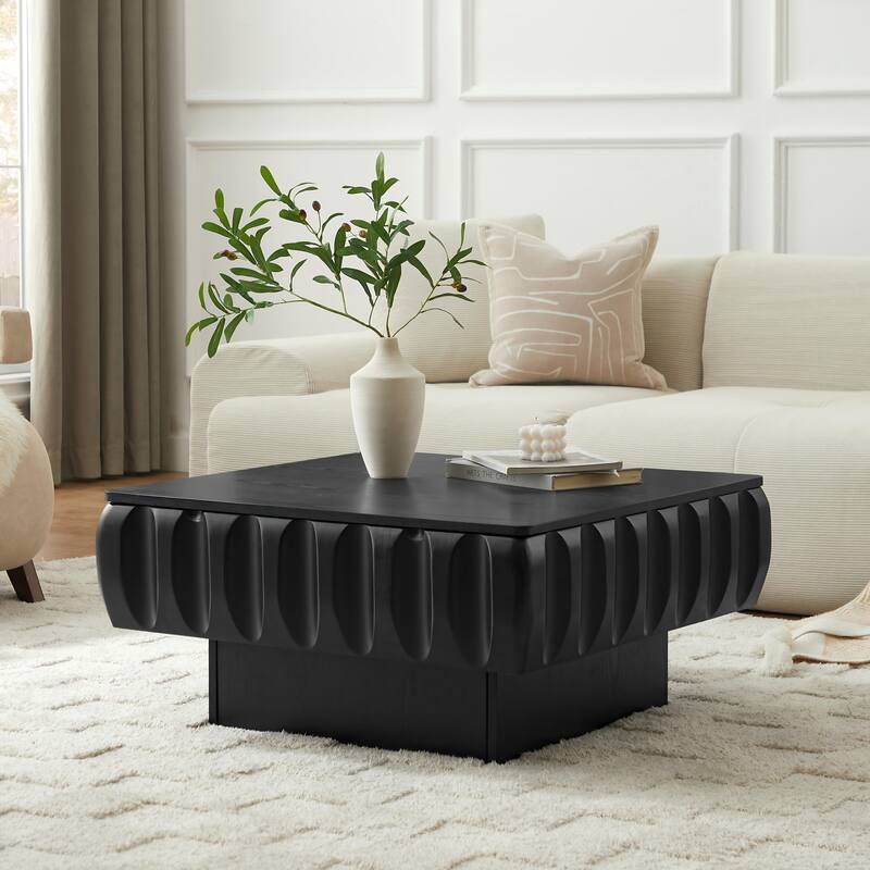 Modern Lift-Top Coffee Table, 31.10" Square Center Table with Hidden Storage Wooden Living Room Table with Lifting Surface