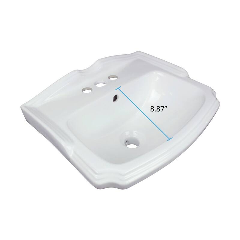 White Small Sink Wall Mount with 4" Center Set Faucet , Sink Drain With Overflow and P Trap