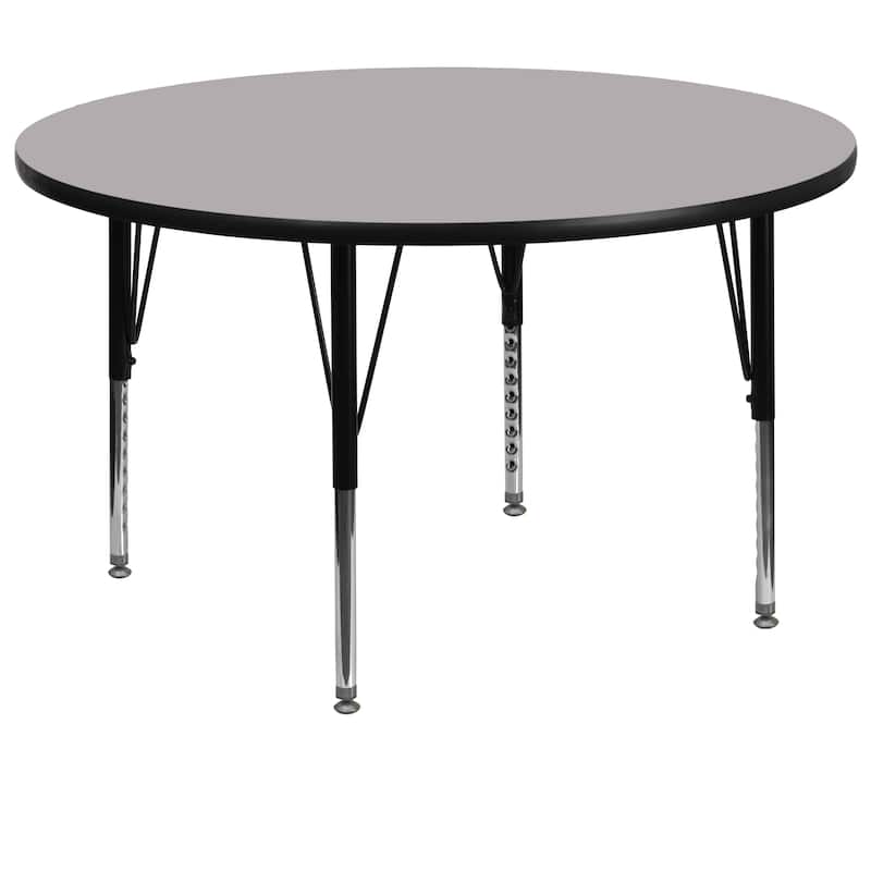 60'' Round Thermal Laminate Activity Table - Adjustable Short Legs - Gray