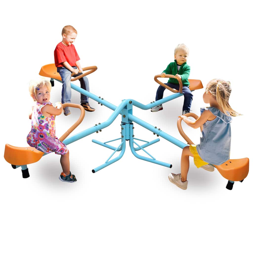 Outdoor Playground 4 Seats Seesaw 360 Rotating Seesaw for kids age 3-8 - 28''*18''*6.3''