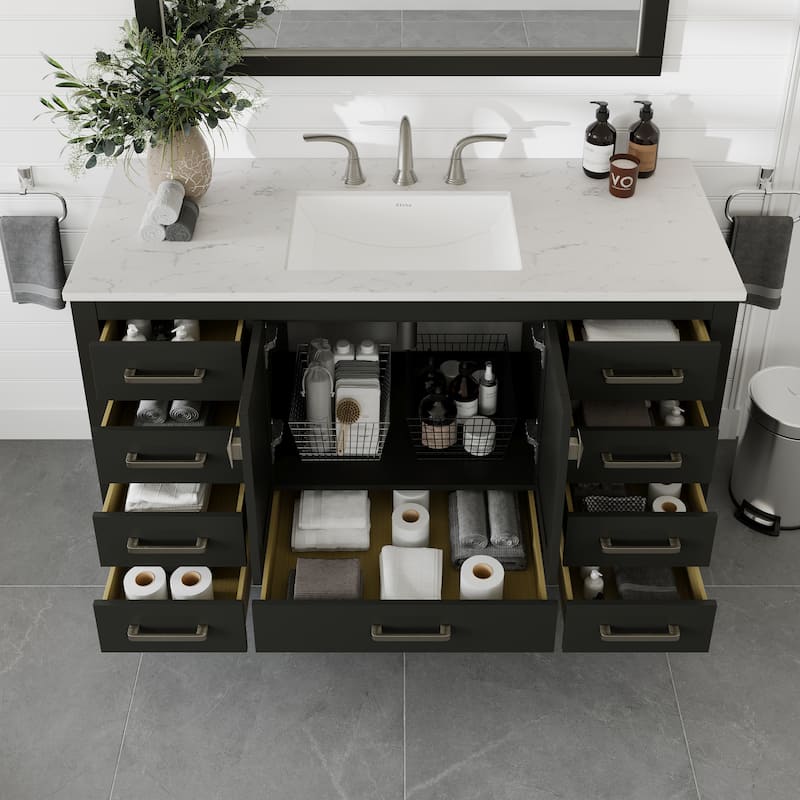Eviva Aberdeen 54"W Bath Vanity with Carrara Quartz Top