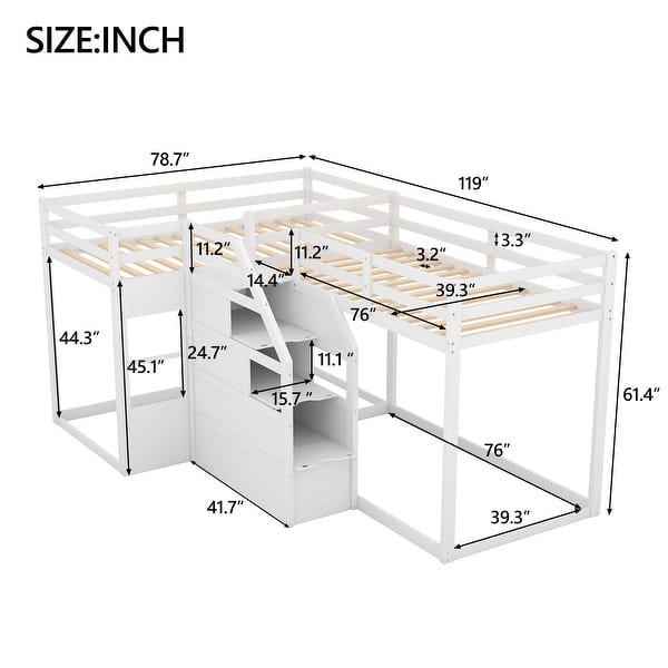 dimension image slide 1 of 2, Metal Twin-over-Twin Bunk Bed with Guardrails, Separable into 2 Beds, Space-Saving
