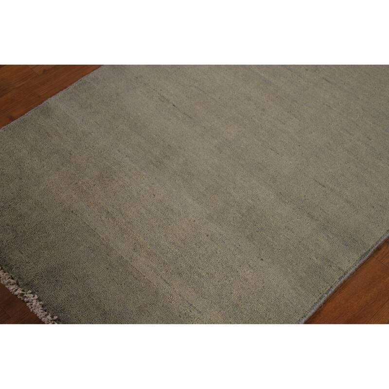 Modern Tribal Gabbeh Oriental Rug Handmade Green Wool Carpet - 2'9" x 4'0"