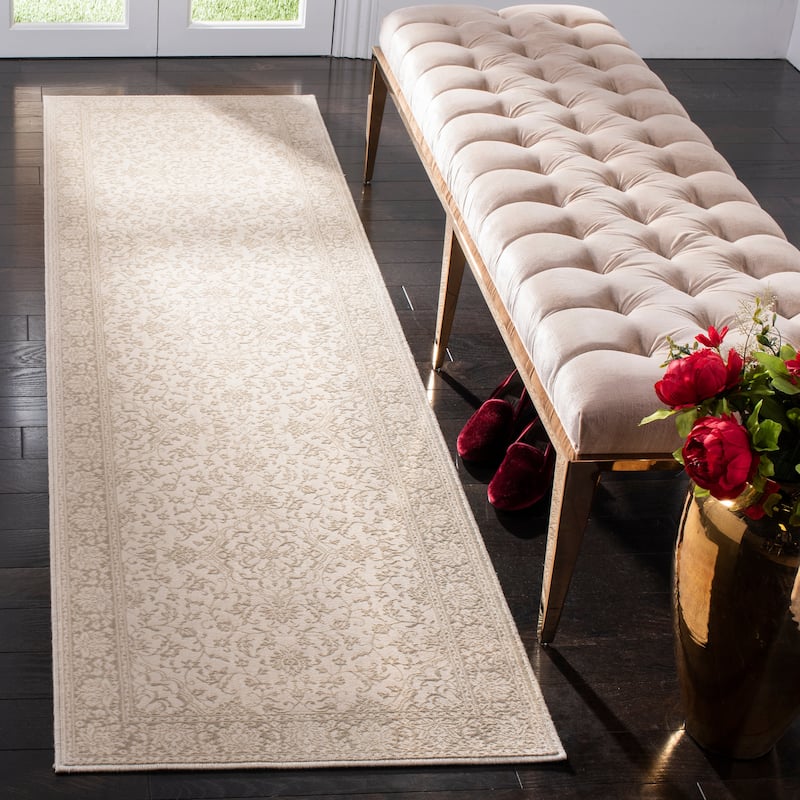 SAFAVIEH Noble Octavie Modern Oriental Polyester Rug - 2'2" x 6' Runner - Light Beige/Cream
