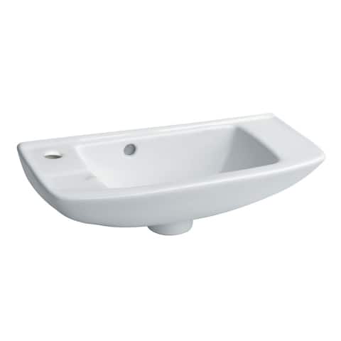 Edgewood Small Wall Mount Bathroom Sink 20" White Ceramic Basin Porcelain Coated with Overflow and Faucet Hole Renovators Supply