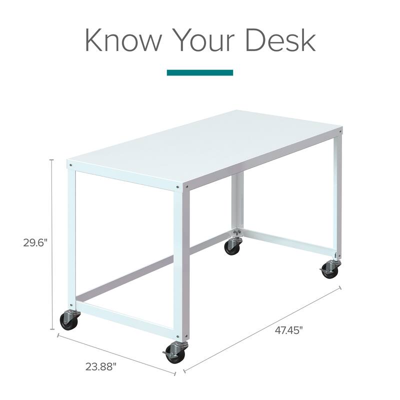 Space Solutions 48-inch Wide Mobile Metal Desk, White