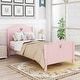 preview thumbnail 14 of 22, Twin Size Platform Bed with Heart-shaped Decoration Headboard and Footboard, Slat Bed Frame with Wood Slat Support
