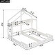 preview thumbnail 4 of 7, Twin Size Two Shared House Platform Beds with Guardrails and Shelves