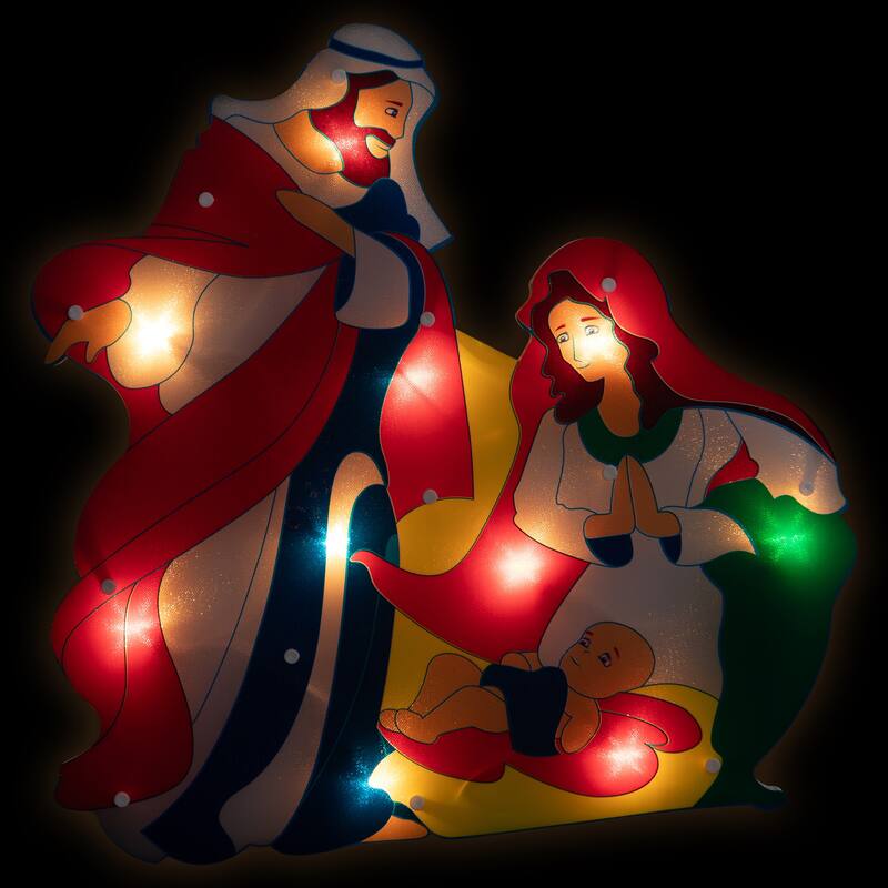 17.75" Lighted Holy Family Nativity Scene Christmas Window Silhouette