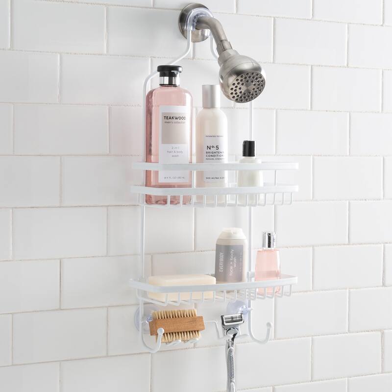 Bath Bliss Venice Shower Caddy in White - 10.25"x 21.1"x 4.3"