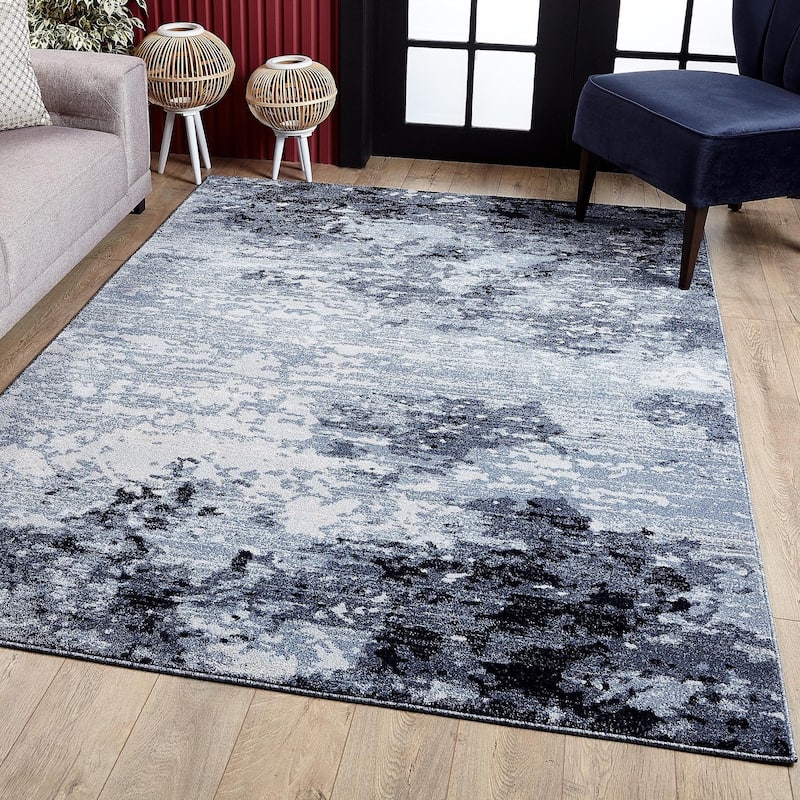 Angel Collection Blue Abstract Area Rug