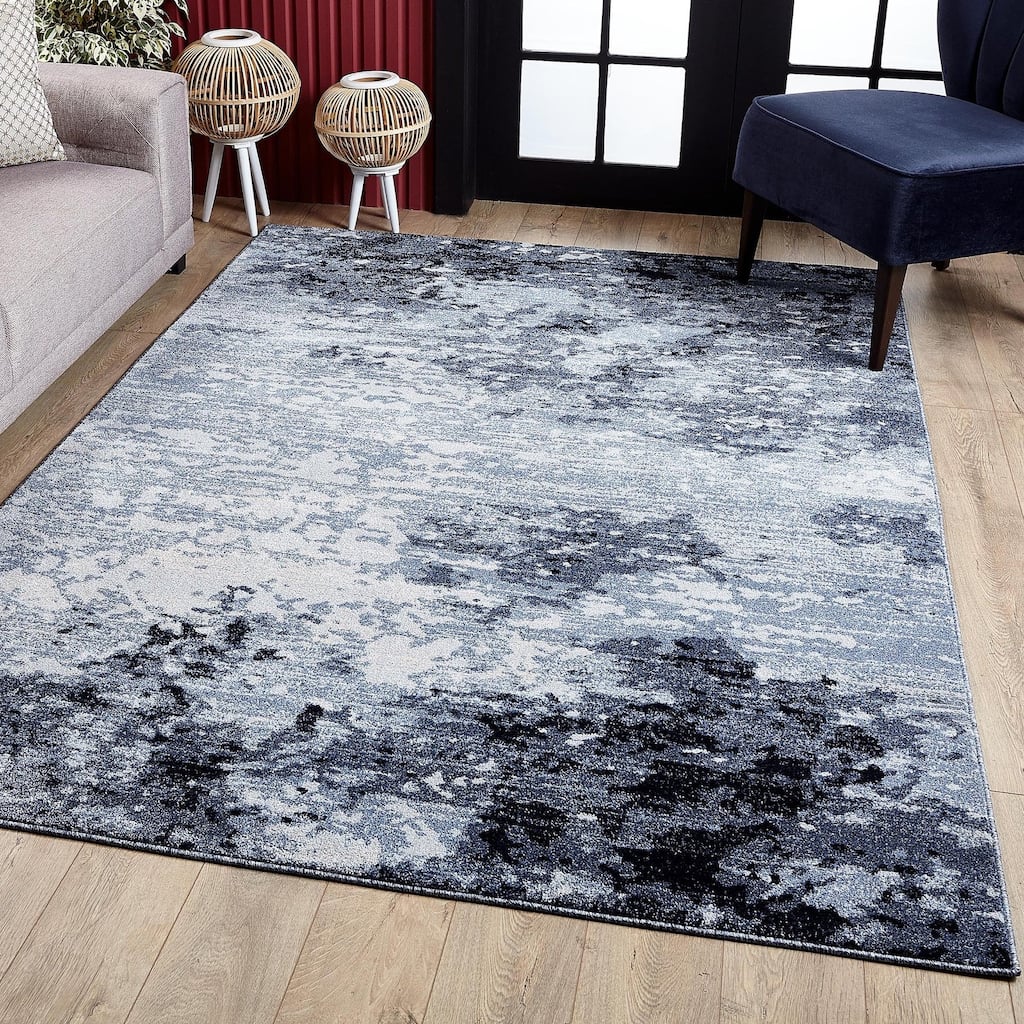 Angel Collection Blue Abstract Area Rug
