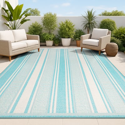 JONATHAN Y Negril Modern Double Stripe Indoor/Outdoor Area Rug