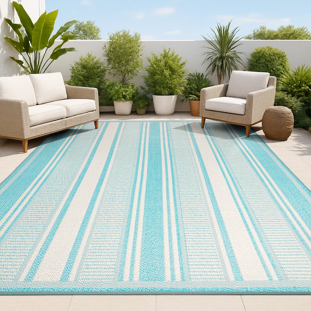 JONATHAN Y Negril Modern Double Stripe Indoor/Outdoor Area Rug