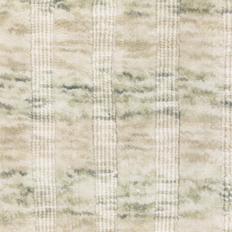 Thalia Scandinavian Textured Stripes Beige/ Sage PET Yarn Area Rug