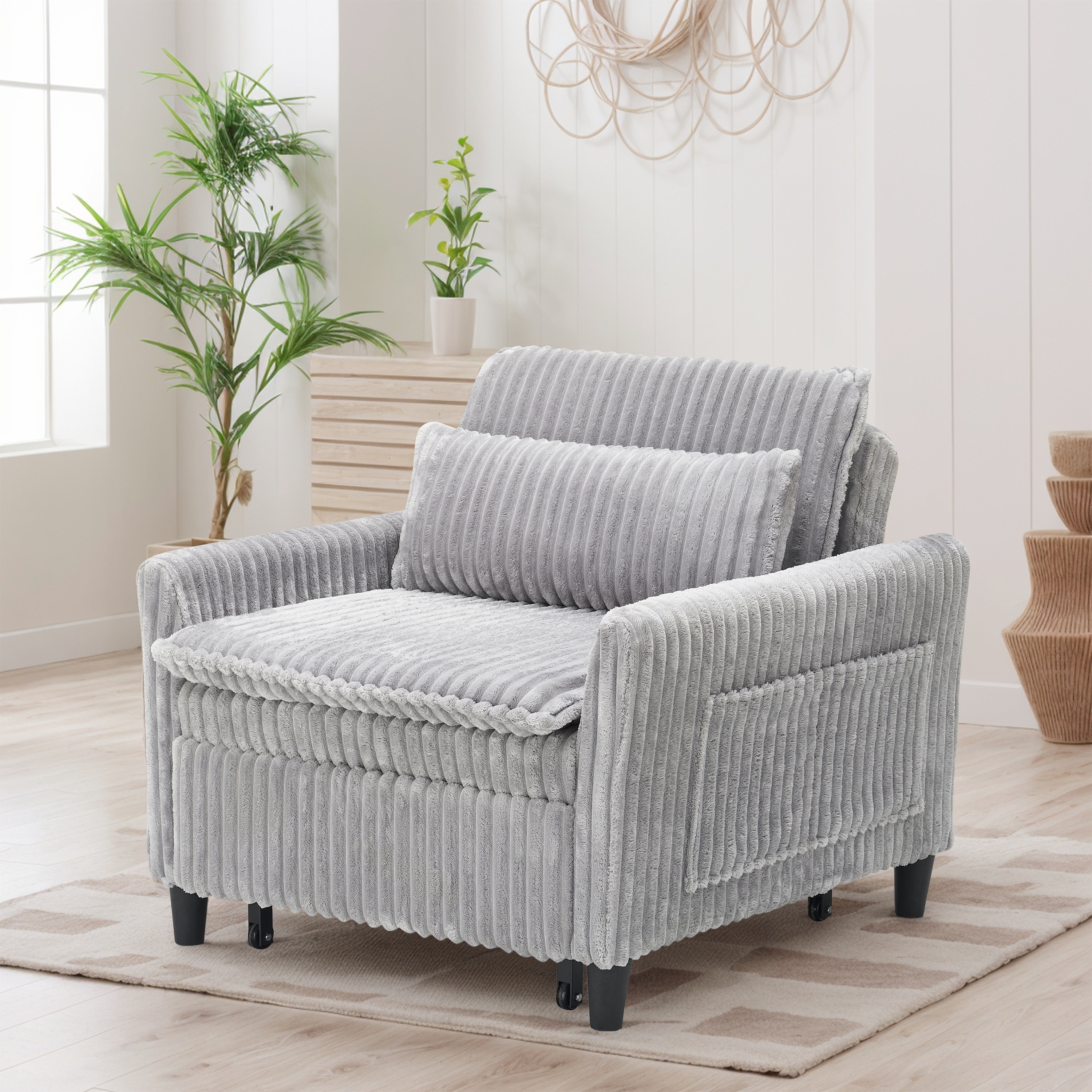 Modern 3 in 1 Convertible Sofa Bed,Pull Out Sleeper Sofa with Pillows