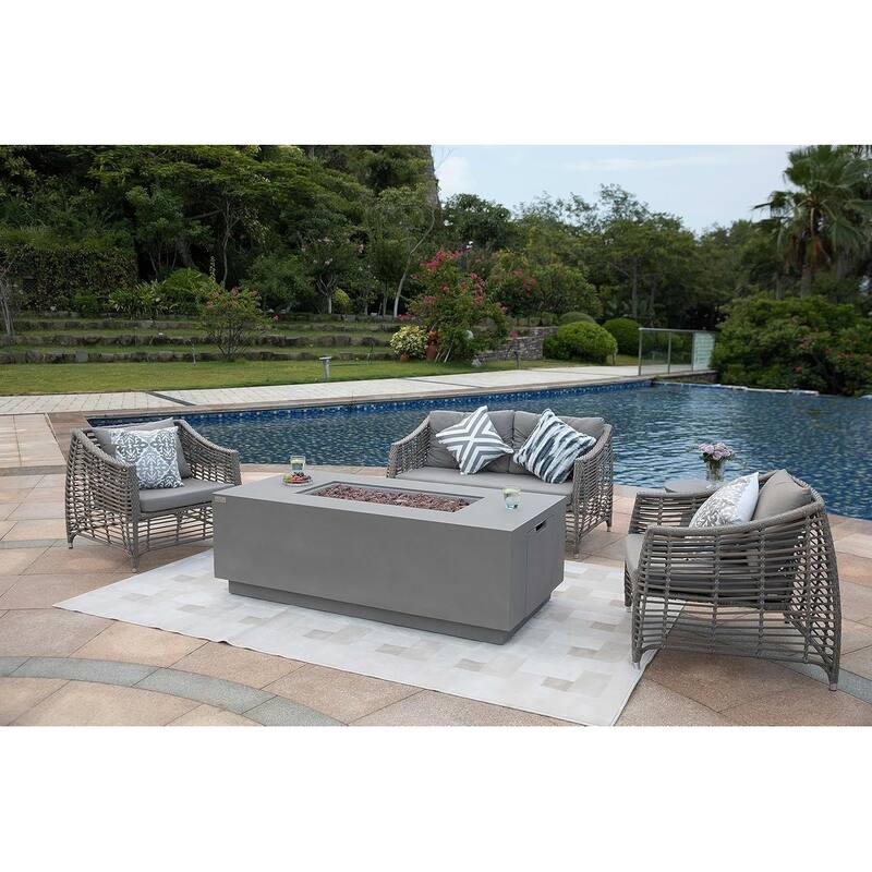 Sedona 66" Fire Pit Table w/ Hidden Propane Tank Drawer Bundle