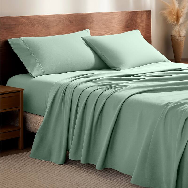 Bare Home Cotton Flannel Sheet Set - Velvety Soft Heavyweight - King - Mint