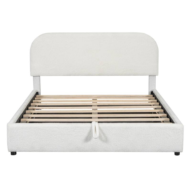Queen Size Upholstered Platform Bed with Hydraulic Storage System
