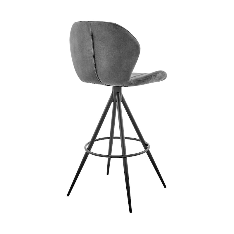 Charcoal Fabric Bar Height Chair with Backrest, Footrest and Black Iron Frame