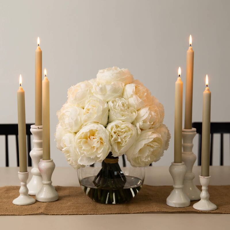 15-in Artificial Peony Arrangement in Glass Vase