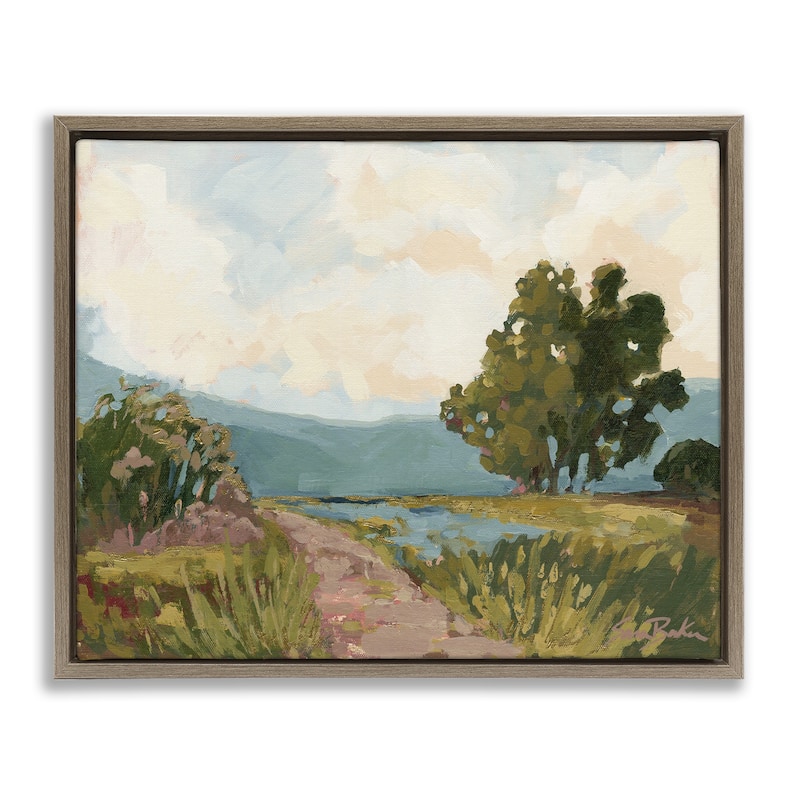 Stupell Path to Distant Countryside Framed Floater Canvas Wall Art Design By Sara Baker - 21 x 17 - Brown