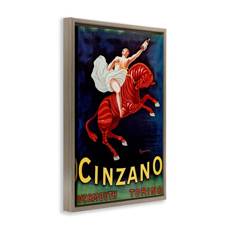 Stupell Cinzano Wine Advertisement Framed Floater Canvas Wall Art Design By Marcus Jules
