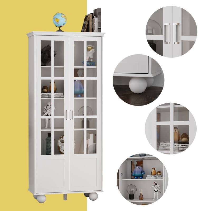 Storage Cabinet Multifunctional Storage Closet with Doors White/Black - 31.5"W x 72.3"H
