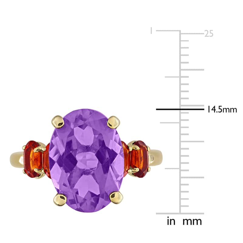 Miadora 6ct TGW Amethsyt and Madeira Citrine Ring in Yellow Plated Sterling Silver