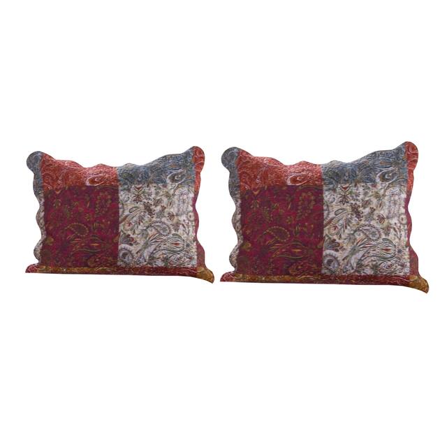 2 Piece Cotton Twin Size Quilt Set with Paisley Print, Multicolor