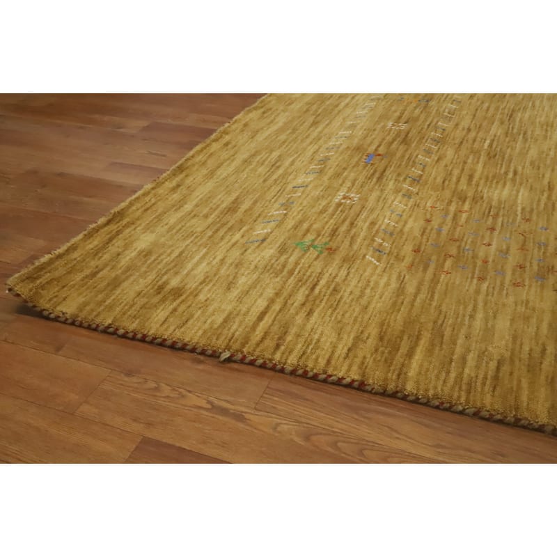 Hand Knotted Oriental 100% Wool Carpet Tribal Animal Pictorial Yellow & Gold Gabbeh Area Rug - 11' 10'' X 11' 10''