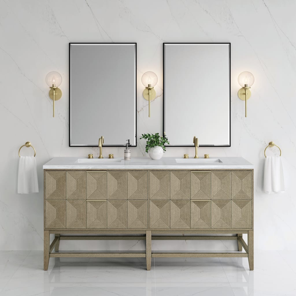 James Martin Vanities Emmeline 72" Double Vanity, Pebble Oak
