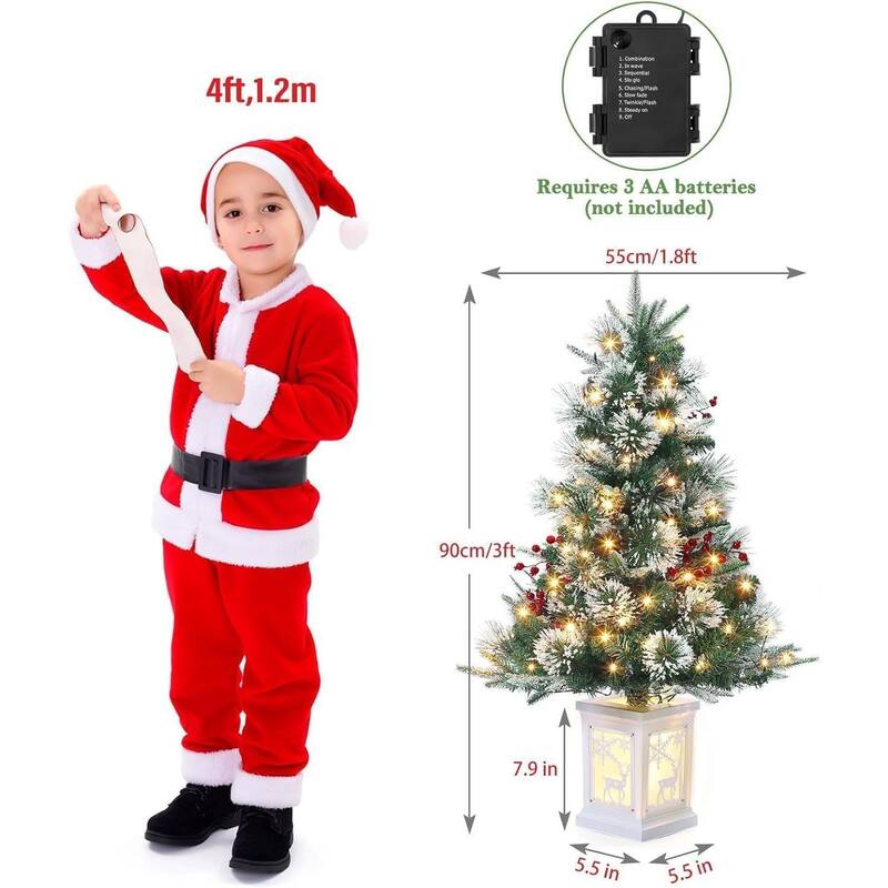 3 Ft Artificial Pre-Lit Christmas Tree, Deer lightbox Box