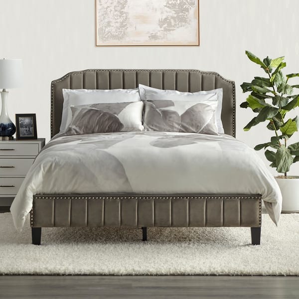 slide 2 of 8, Simple Living Aben Bed Dark Grey King