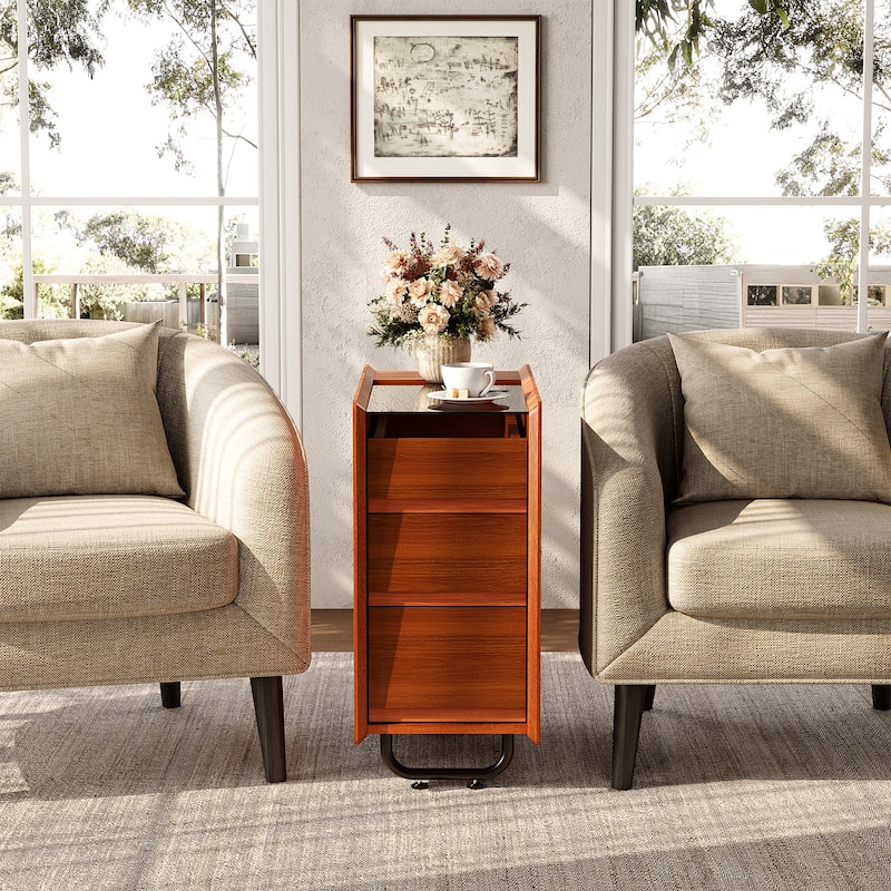 Modern Nightstand with 3 Drawers Storage for Bedroom