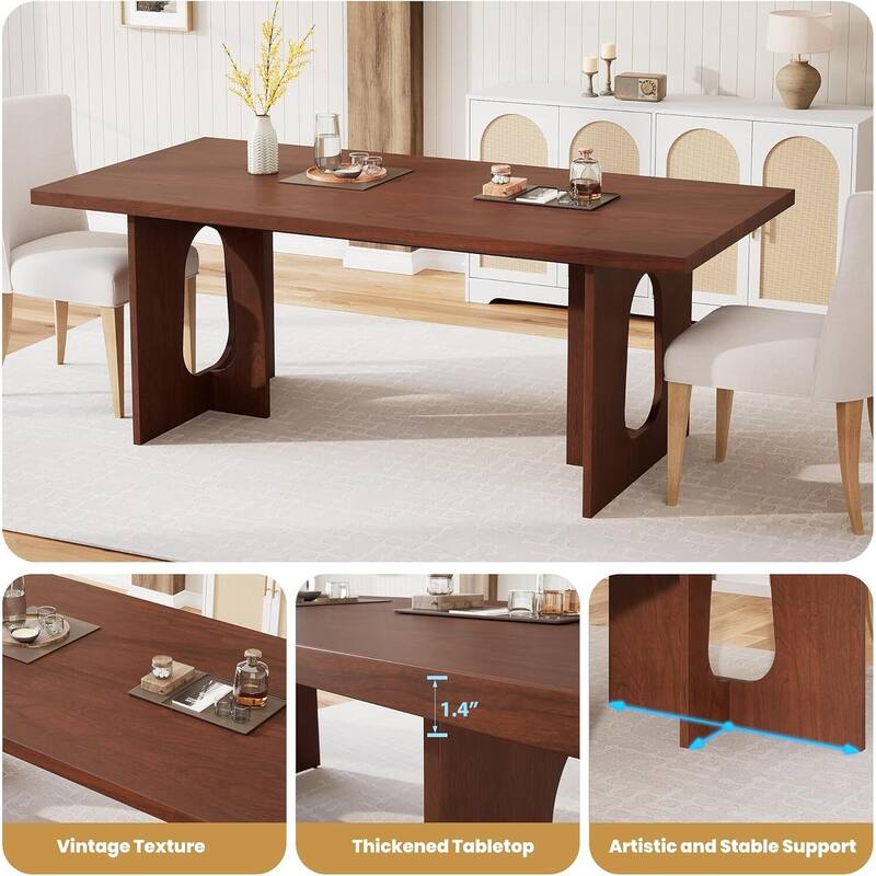 71" Long Kitchen Dining Table for 6-10 People for Kitchen, Conference Room, Home