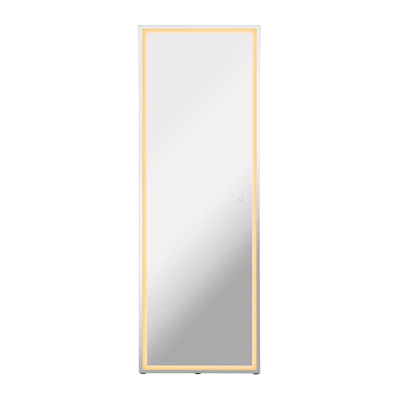 Pax Full-length Rectangular Frameless Anti-Fog Aluminum Front-lit Tri-color LED Freestand/Hang Mirror with Smart Touch Control - 65" x 22"