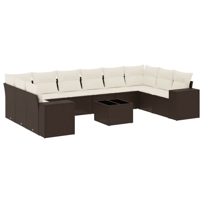 vidaXL Patio Sofa Set with Cushions Outdoor Conversation Furniture Poly Rattan