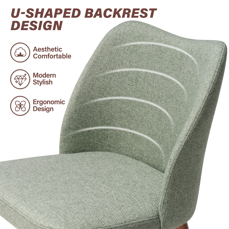 Modern Upholstered Dining Chairs with Padded Seat and Wood Legs