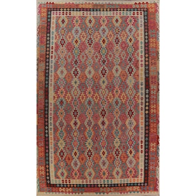 Geometric Kilim Oriental Large Rug Wool Carpet - 10'0"x 16'2"
