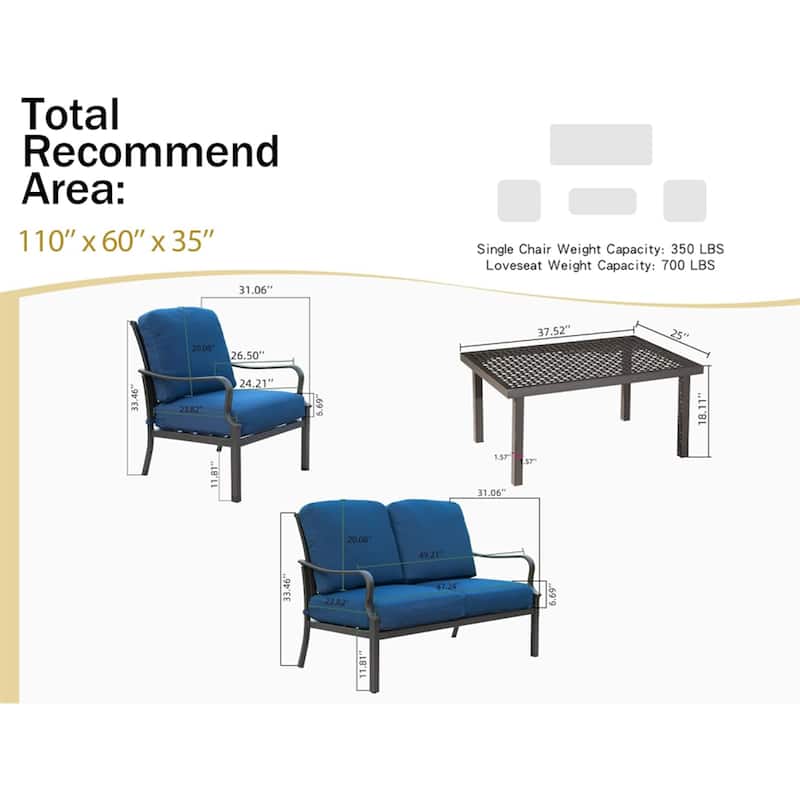 Outdoor 4 pcs Patio Conversation Set