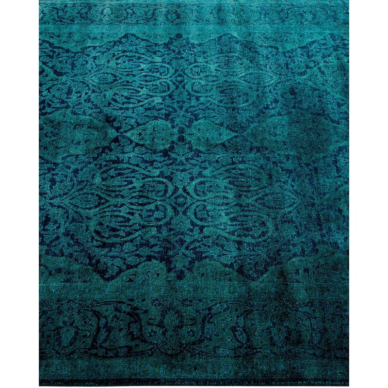 Overton Hand Knotted Wool Vintage Inspired Modern Contemporary Overdyed Navy Area Rug - 4' 3" x 6' 2"