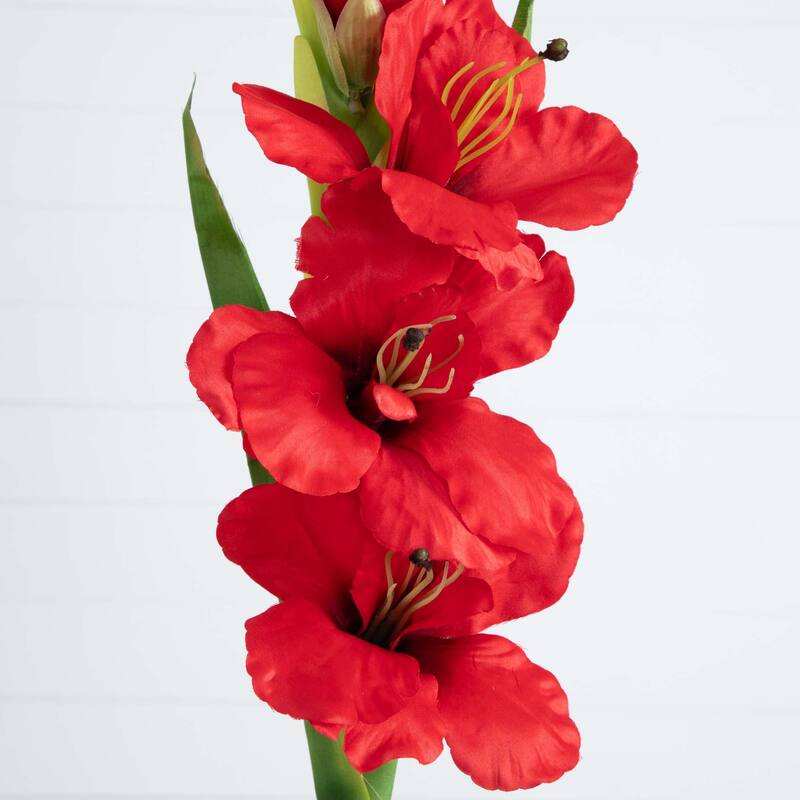 Artificial Gladiolus Floral Stem Sprays - 45" - Set of 3 - Red