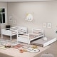 preview thumbnail 3 of 7, White Twin over Pull-out Bunk Bed with Twin Trundle, Convertible Design, Full-length Guardrail