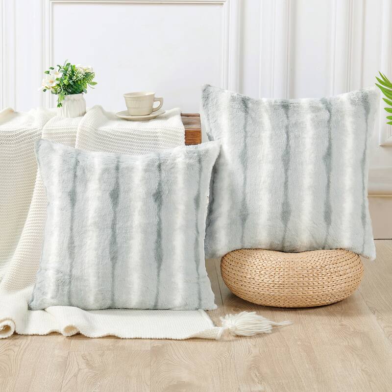 Amanda Stripe fauxfur Throw Pillow Covers Set of 2, NO INSERT - Cacolo