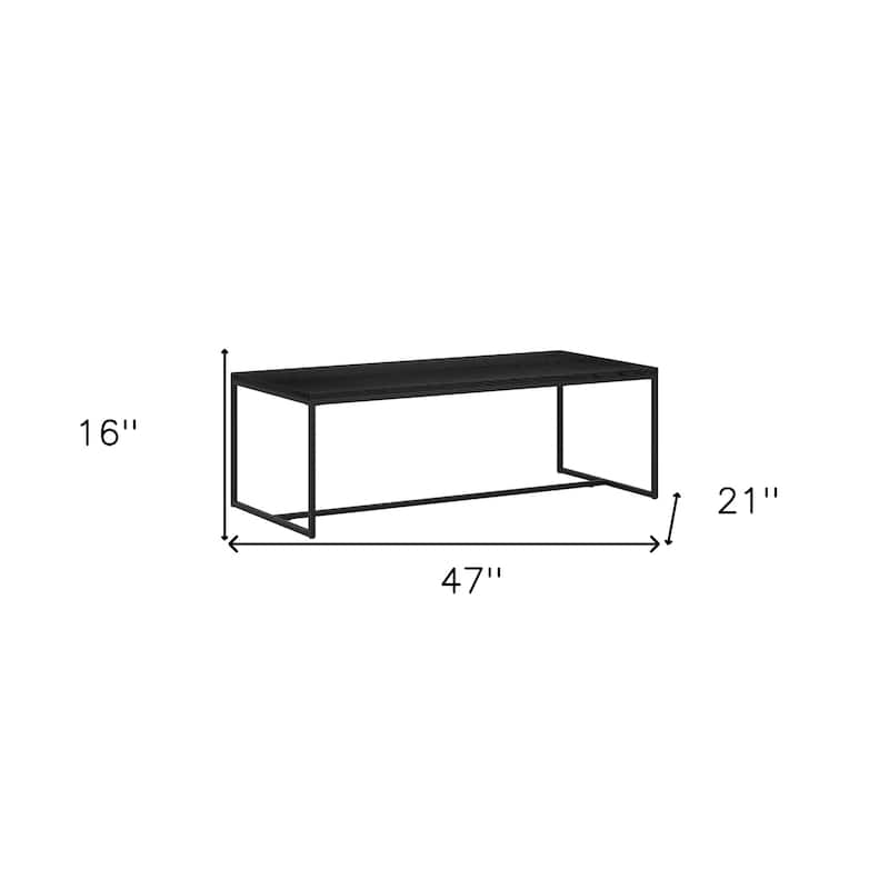 47-Inch Black Coffee Table Sturdy Rectangular Design for Living Room Office - 47” x 21” x 16”